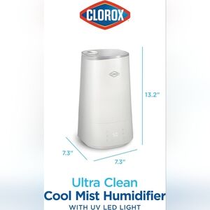 Clorox Ultra Clean Cool Mist Air Humidifier with UV LED Light 4L 40 hours